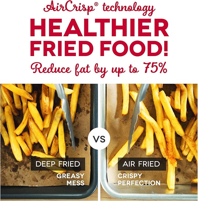 Dash Deluxe Air Fryer -Has AirCrisp® Technology - Adjustable Temperature Control & Auto Shut-Off Feature - Compact Nonstick Basket - 3 Quarts - White