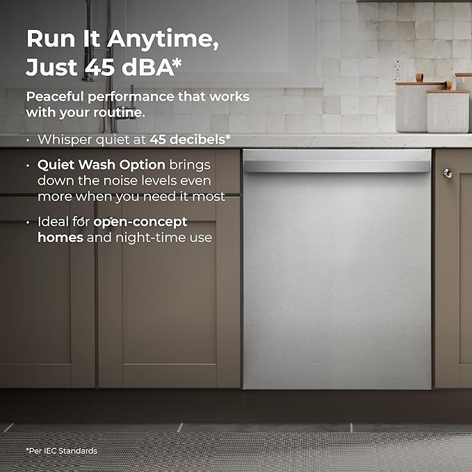 Kenmore 24" Built-In Dishwasher - UltraWash Plus, EasyFlex Third Rack, TurboDry, SmartWash & Reach-Thru Handle - 15 Place Settings - 45 DBA - ENERGY STAR Certified - Stainless Steel