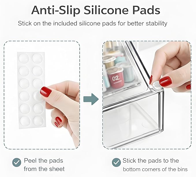 Coffee Pod and Tea Bag Organizer Drawer – Crystal-Clear Acrylic Tea Bag Drawer, Easy to Clean & Stackable for K-Cups, Tea, Sugar Packets in Office, Gym & Kitchen Cupboard (4-Pack)