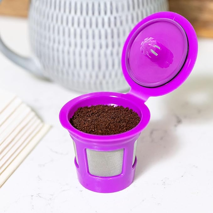 2-Item Bundle: 6-Pack Cafe Save 1-Stream Reusable K Cup Coffee Filters + EZ-Scoop 2 Tbsp Scoop with Integrated Funnel, Refillable Pod Capsule For Use with Keurig & Select Single Cup Coffee Maker