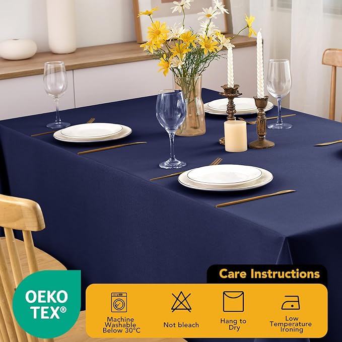 10-Pack Navy Blue Tablecloths for Rectangle Tables, 60 x 120 Inches, Stain-Resistant Polyester Fabric for 6 Foot Tables - Washable Table Covers for Weddings, Birthday Parties, Events