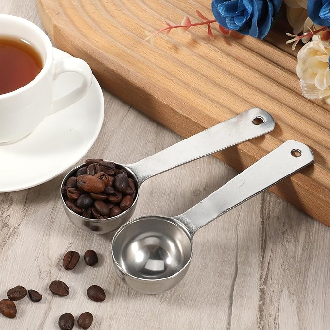 2 Pcs Stainless Steel Coffee Spoons, Coffee Scoop 1 Tablespoon, Long Handle Measuring Tablespoon, 1 tbsp Measuring Spoons for Ground-Coffee, Milk, Spice Jar, Cooking Baking (6 Inch, 20ml)