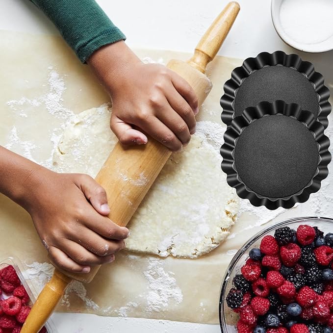 12 Pack Mini Tart Pans, 4.72 Inch Tart Pan with Removable Bottom, Mini Tart Pans for Baking Nonstick Quiche Pan Heavy Duty Fluted Side for Pies Mousse Cakes Dessert