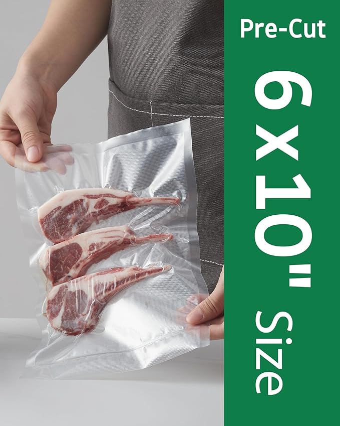 Syntus 100 Count Vacuum Sealer Bags Pint 6 x 10 inch for Seal a Meal, Commercial Grade BPA Free Heavy Duty Precut Seal Bags, Food Vac Bags for Storage, Meal Prep or Sous Vide