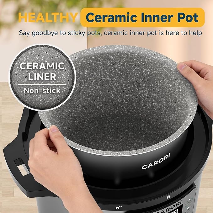 8Qt 12-in-1 Electric Pressure Cooker, 1200W Stainless Steel Multi-Cooker, Slow Cook, Rice Cook, Steamer, Sauté, Yogurt Maker, Warmer & Sterilizer, Safer Venting Design with Recipe Book, Silver