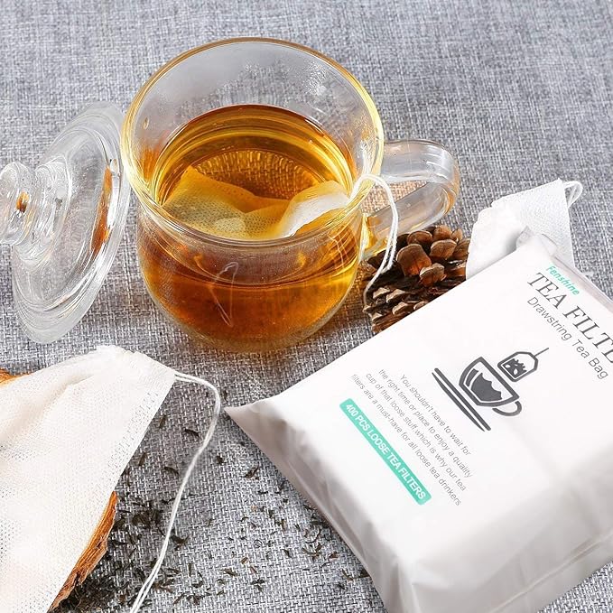 Fenshine 400 Pcs Tea Filter Bags Disposable Empty Tea Bags Drawstring Seal Tea Infusers Bag for Loose Leaf Teal