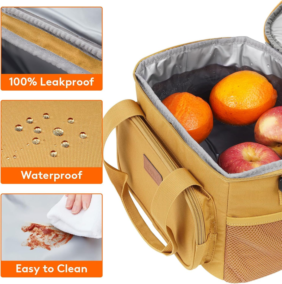 Lifewit Medium Lunch Bag Insulated Lunch Box Soft Cooler Cooling Tote for Adult Men Women, Brown 12-Can (9L)