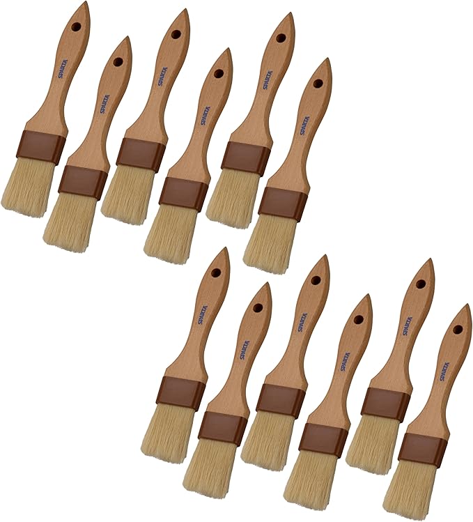 SPARTA Chef Series Basting Brush, Flat Boar Bristle Pastry Brush for Cooking and Baking, 1.5" Wide, 12 Count