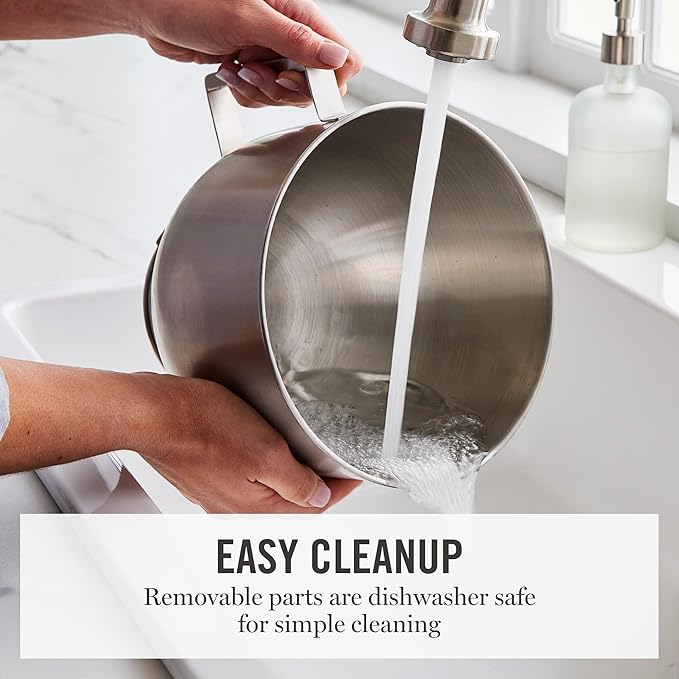 Martha Stewart  Tilt-Head Stand Mixer, 12 Speed, 5.3QT Stainless Steel Bowl, Splash Guard with Pour Chute, Whisk, Dough Hook, Flat Beater, Electric Kitchen Baking Mixer, Bread, Cake, Whip, Linen White