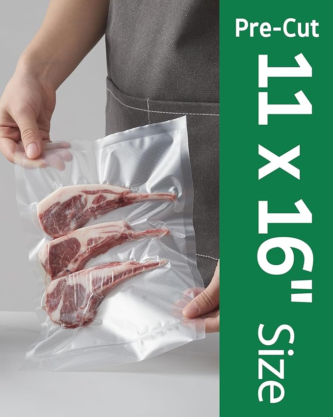 Syntus 200 Count Vacuum Sealer Bags Gallon 11 x 16 inch for Seal a Meal, Commercial Grade BPA Free Heavy Duty Precut Seal Bags, Food Vac Bags for Storage, Meal Prep or Sous Vide