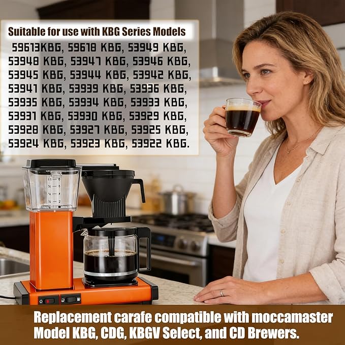 Carafe Compatible With Technivorm 89830 1.25L/40oz Glass Carafe, 10 Cup Carafe Replacement Compatible With Moccamaster KBG/CDG/KBGV Select/CD Series Coffee Machines, Scratch-resistant and durable.