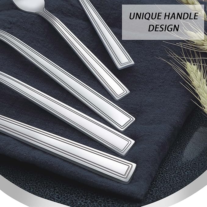 Hunnycook 60-Piece Silverware Set - Stainless Steel Silverware Set for 12, Include Spoons and Forks Set, Mirror Polished, Dishwasher Safe, Cutlery Set for Home Kitchen Restaurant