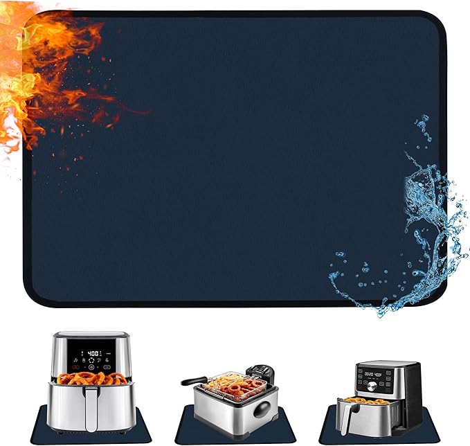 Heat Resistant Mat for Air Fryer,Deep Fryer,Oven,15x18in Hot Pads for Kitchen Counter Heat Protector,Under Coffee Maker Mats for Quartz Countertop Protector,Deep Fryer Coffee Machine Mats (Blue)