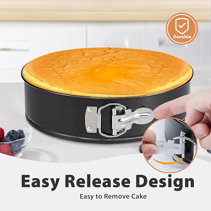 Springform Pan Set of 3 Leakproof Spring Form Pan for Cheesecake, Nonstick 4 7 9 Inch Cheesecake Pan with Silicone Protector, Springform Cheese Cake Pans Sets for Baking with 50Pcs Parchment Paper