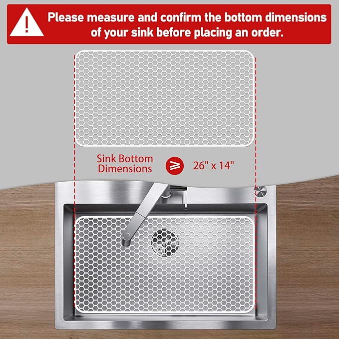 Bestjing Silicone Sink Protectors for Kitchen Sink - 26"x 14" Kitchen Protector Accessory, Non-Slip Heat Resistan Mat for Bottom of Farmhouse Stainless Steel Porcelain, Dishwasher Safe (White)