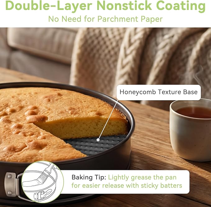 USLAI Springform Pan, 6+8+10 Inch Nonstick Cheesecake Pan with Removable Bottom, Easy to Clean, Ideal for Baking Cakes, Pies and Quiches - Set of 3