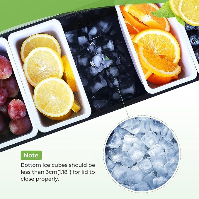 Fruit, Veggie & Condiment Caddy with Lid Dispenser Tray Garnish Station for Bartending & Serving Taco (2, 3 Compartment)