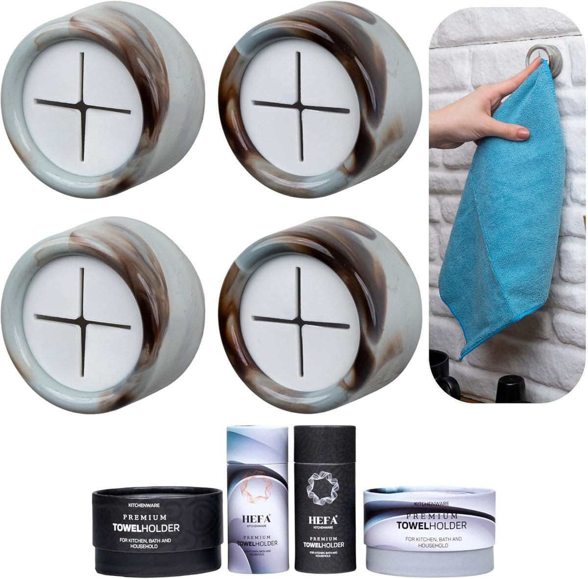 HEFA Kitchen Towel Holder, Towel Hooks, Dish Towel Holder, Organization, Bathroom Accesories, Kitchen Towel Hook, Gift, Kitchen Gadgets 4 Pack