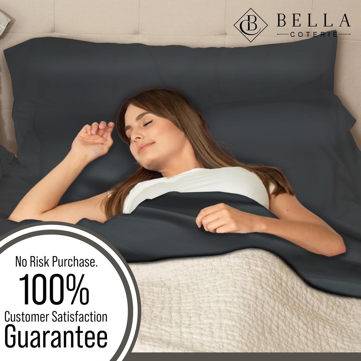 Bella Coterie Luxury Bamboo Viscose Twin Size Sheet Set | 100% Organically Grown | Ultra Soft | Cooling for Hot Sleepers | 18" Deep Pocket [Charcoal Grey]