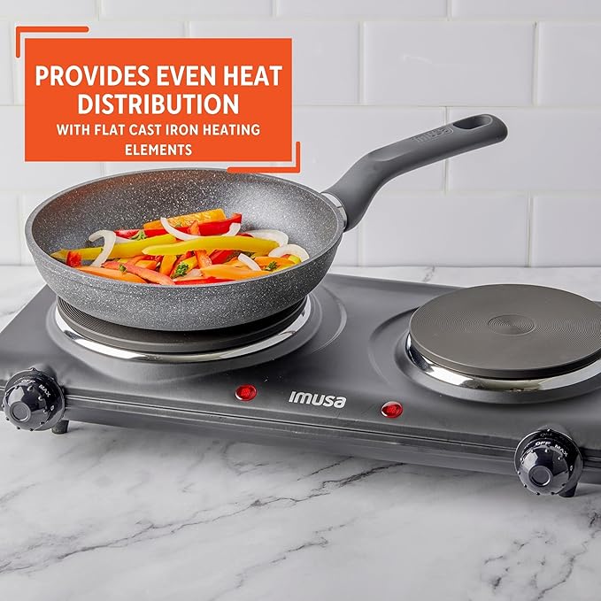 IMUSA Double Electric Hot Plate, Black (Pack of 3)