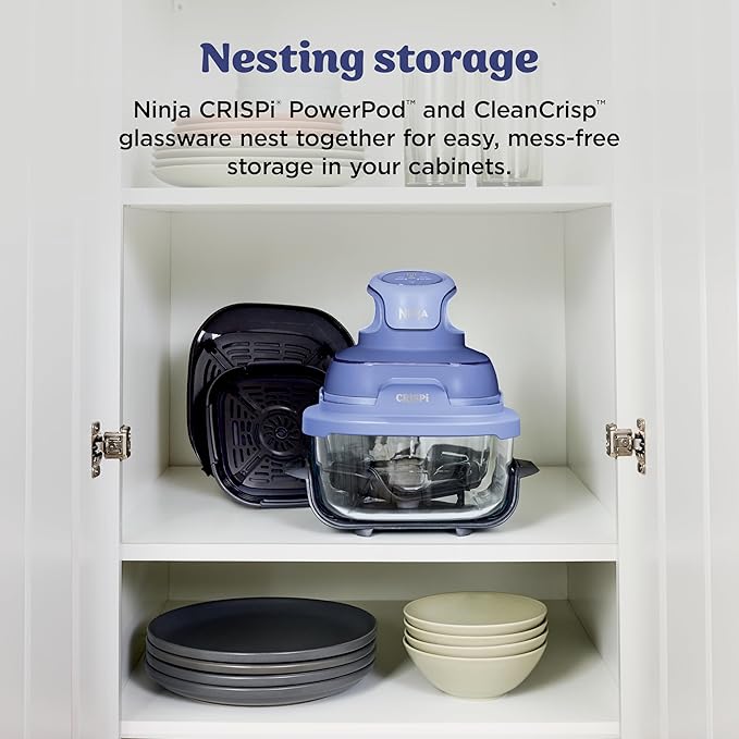 Ninja Crispi 4-in-1 Glass Air Fryer | 450°F | Non-Toxic | 4QT & 6-Cup Glass Containers w/Lids | Microwave, Freezer, Dishwasher Safe | Max Crisp, Air Fry, Bake, Recrisp | Frosted Lilac | FN101PR