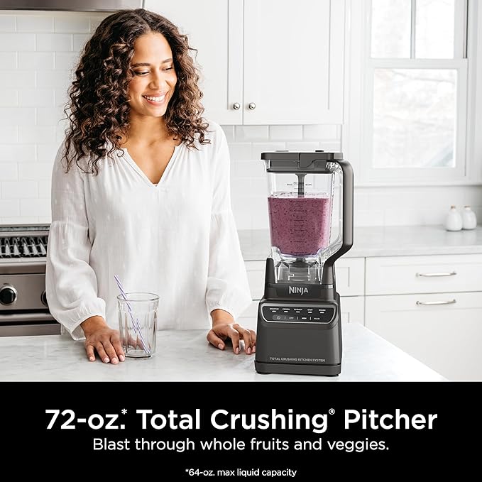 Ninja Kitchen System | All-in-One for Smoothies, Frozen Drinks, Veggie Chopper & More | With Full-Size Pitcher, 8 Cup Food Processor Bowl, (2) 18 oz. Cups, | 1200 Watt | Dark Grey | BR601AMZ