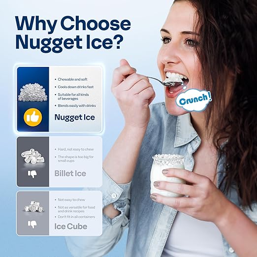 VIVOHOME Countertop Ice Maker 33lbs/Day Chewable Nugget Ice Cube Maker Machine 10 Ice Bags Self Cleaning Ice Cube Maker Black