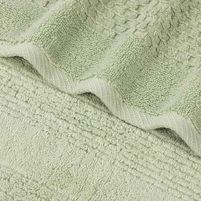 Superior Playa Zero Twist Cotton Medium Weight Towels, for Guest Bath, Bathroom, Shower, Spa, Plush, Quick Dry, Ultra-Soft Towels, Bath Essentials, Waffle Textured, 8 Piece Assorted Towel Set, Green