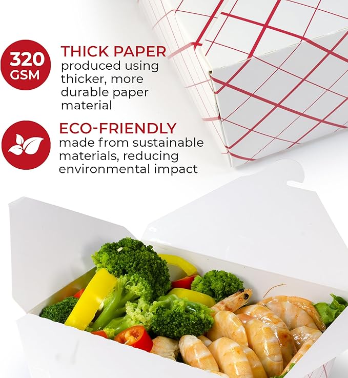Take Out Boxes (60 Pack) 45oz White - Cardboard Paper Togo Chinese - Takeout Storage Containers -Biodegradable Eco To Go Food Containers For Restaurants Catering