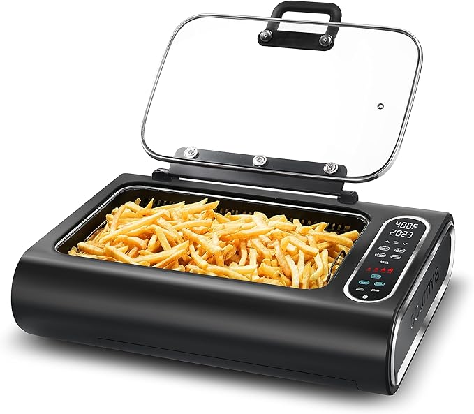 Gourmia Smokeless Indoor Grill & Air Fryer raclette grill with Smoke Extracting Technology for indoor grill Extra-Large Nonstick Cooking electric grill indoor Korean BBQ Style 6 Quart FoodStation™