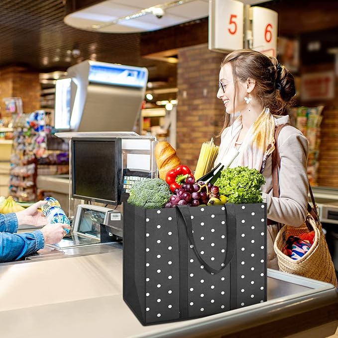 Fab totes 10 Pack Reusable Grocery Bags 35L Large Capacity Reusable Shopping Bags for Groceries Heavy Duty Waterproof Tote Bags for Shopping and Picnic