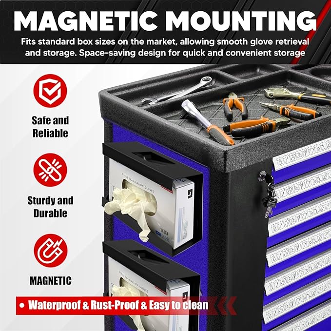 C&T Magnetic Glove Box Holder, Tissue Dispenser, Holds Boxes of Gloves, Towels, Wipes and Tissues,Suitable for Wall mounting, toolboxes, garages, workshops, Offices and Kitchens