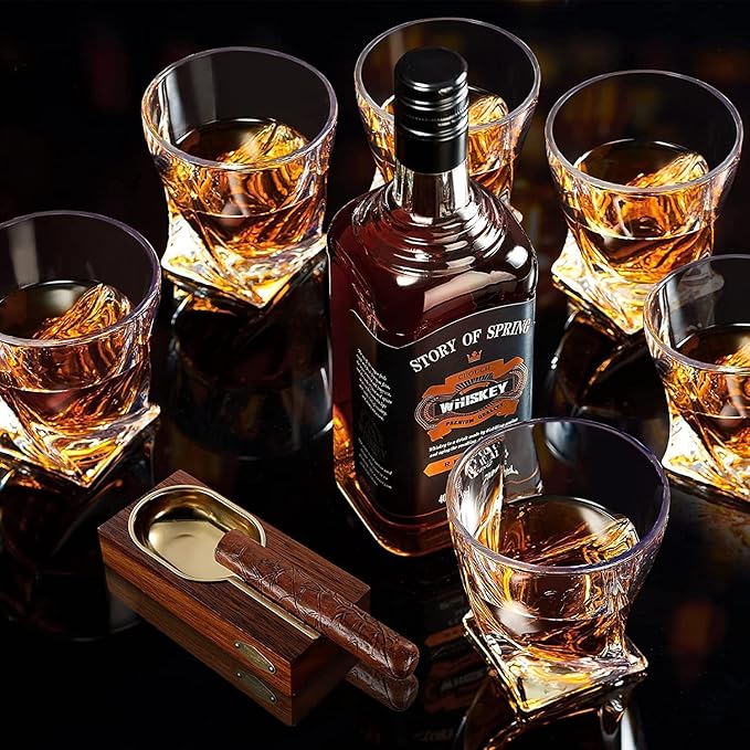 KITNATS Old Fashioned Whiskey Glasses 10 OZ Rocks Glasses Set of 6, Gift Box - Barware For Bourbon, Scotch, Rum glasses, for Men Women
