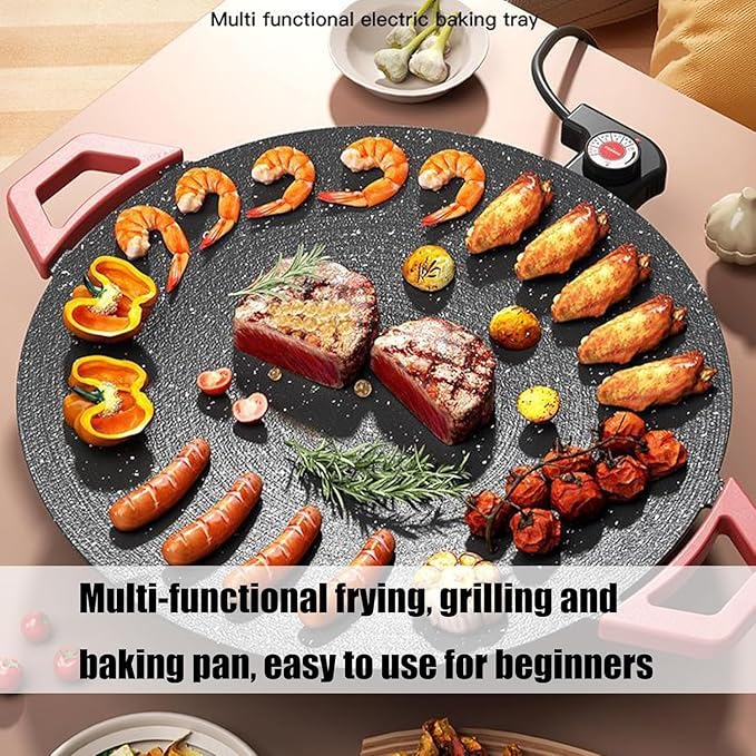Non-Stick Electric Indoor Grill Pan, Indoor Smokeless Electric Griddle, 2026 Upgraded Smokeless Indoor Electric Grill & Nonstick Griddle for Steaks, Burgers and Indoor Cooking (Includes 4 Accessories)