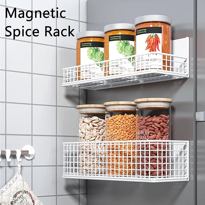 Buyyyit Magnetic Basket Shelf Fridge Bin Holder Laundry Room Organization Home Storage Class Office School