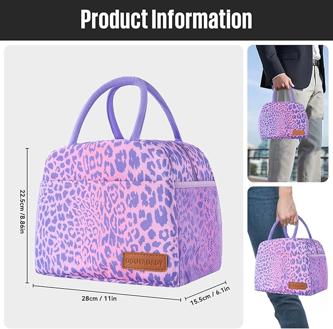 douyadady Lunch Bag Women/Men Lunch Box Women/Men (purple leopard)