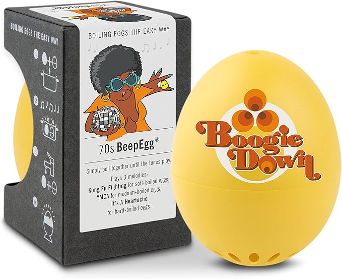 BrainStream 70s BeepEgg - Retro-Inspired Egg Timer with Musical Alerts, Temperature-Based Boiling for Soft, Medium, Hard-Boiled Eggs - Nostalgic Kitchen Gadget for Easy Cooking, German Made