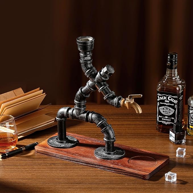 Whiskey Alcohol Gifts Drink Dispenser of Man Cave Decor, Steampunk Liquor Dispenser Bar Accessories for Home Bar, Unique Gifts for Men/Wine Loves/Husband/Boyfriend/Father, Silver