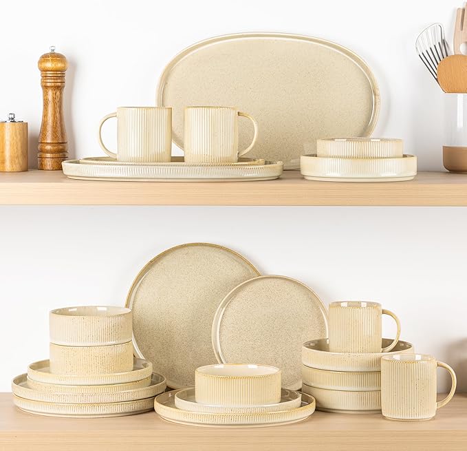 theterra Ceramic Serving Platter, 15.6"/14.4"/12.2" Oval Serving Dishes for Entertaining, Oven Safe, Microwave Safe, Serving Plates Set of 3 for Wedding, Party, Turkey, Cappuccino