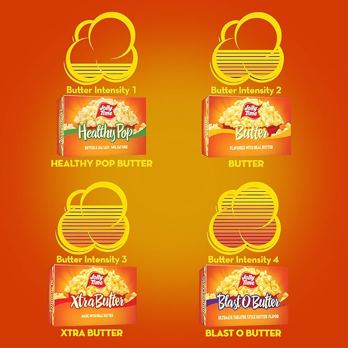 Jolly Time Healthy Pop Buttery Microwave Popcorn, Low Fat Gluten Free Non-GMO, 3oz Sharing Bag, 3 Bags Per Carton (Healthy Pop - Butter & Sea Salt, 3 Ounce (Pack of 36))