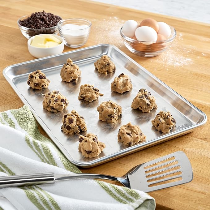 Chigcago Metallic Recyled Aluminum Medium 10x15 Baking Sheet, Made From Recylced Aluminum, Perfect For Roasting Vegetables, Baking Cookies, Making One Sheet Meals