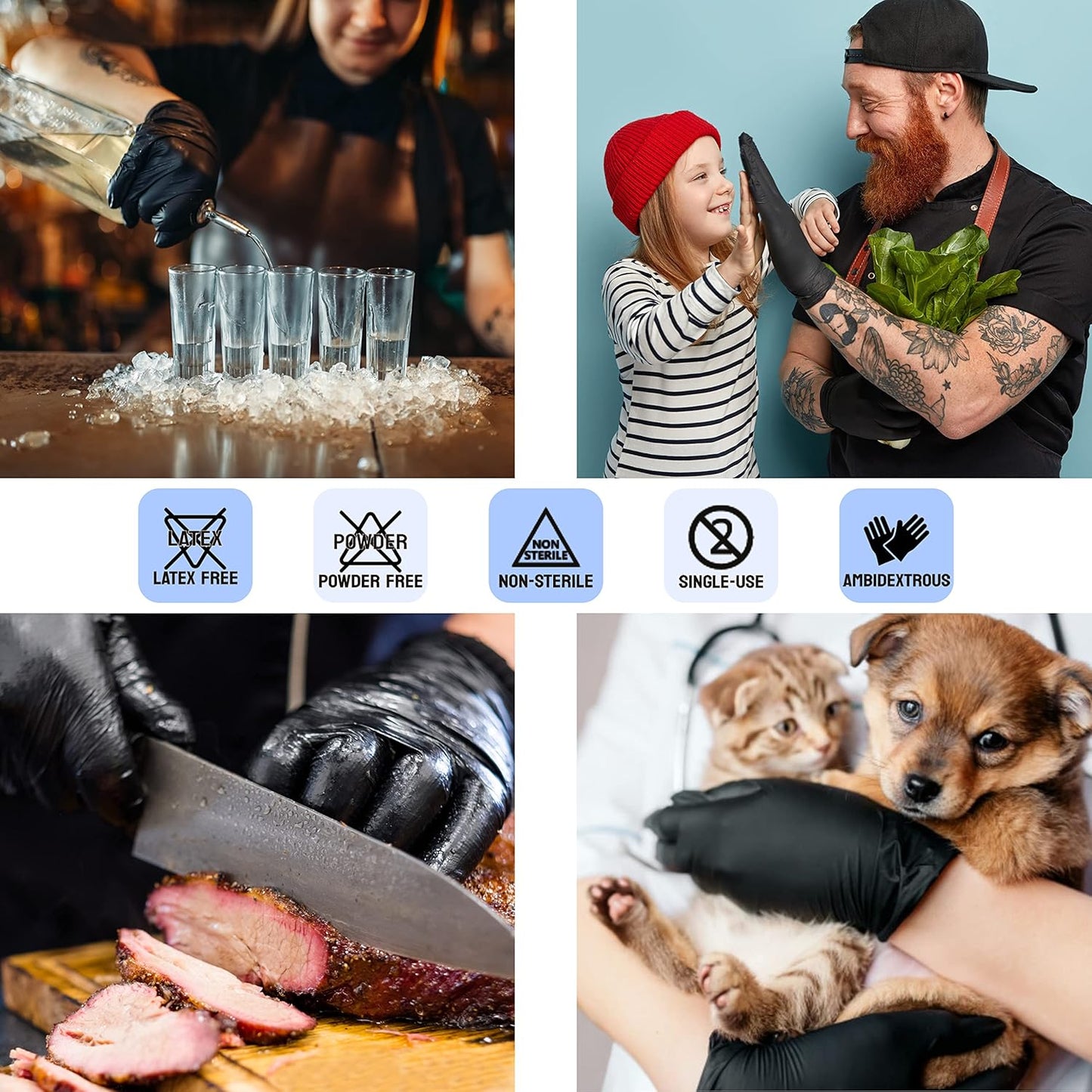 Safe Health HD Industrial Nitrile Black Disposable Gloves, Heavy Duty, 5 Mil, Case of 1000, Small, Latex Free, Powder Free, Oil Grease Resistant, Automotive, Mechanic, Maintenance