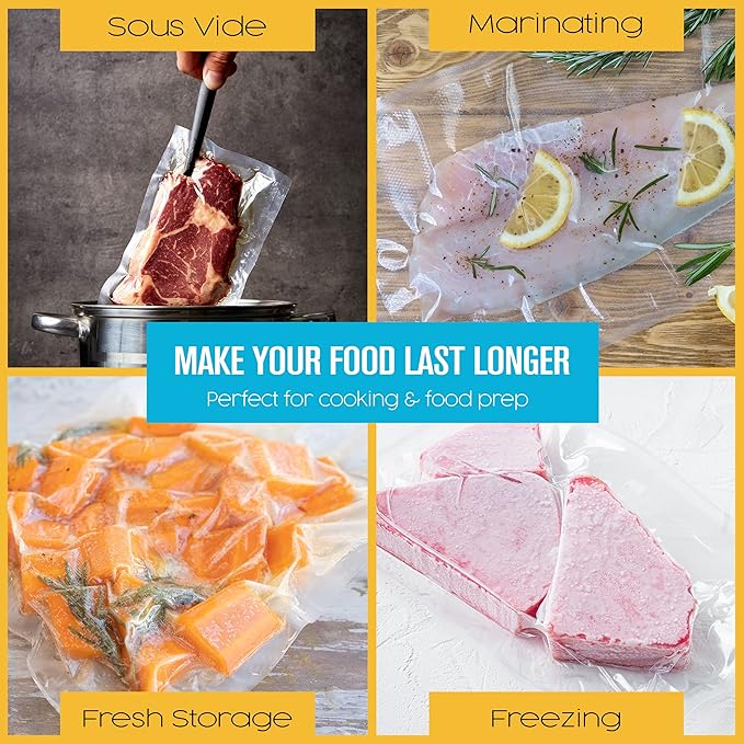 Houseables Vacuum Sealer Bags for Food, Vacuum Seal Bags, Food Saver Rolls 11 Inch, 50FT, 2 Pack, Large, Sealer Rolls, Sous Vide, Vac Airtight Storage, Vaccum Sealed, Store a Meal, Microwave & Freezer