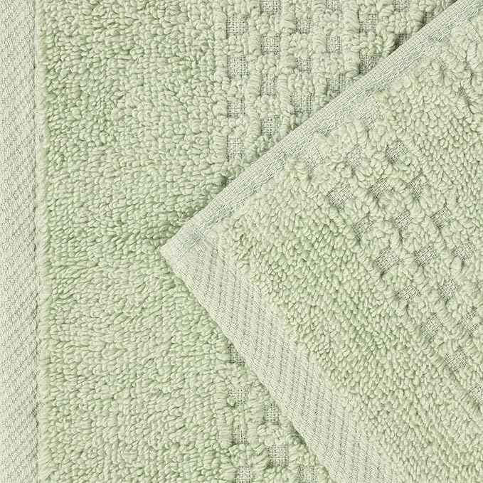 Superior Playa Zero Twist Cotton Medium Weight Towels, for Guest Bath, Bathroom, Shower, Spa, Plush, Quick Dry, Ultra-Soft Towels, Bath Essentials, Waffle Textured, 8 Piece Assorted Towel Set, Green