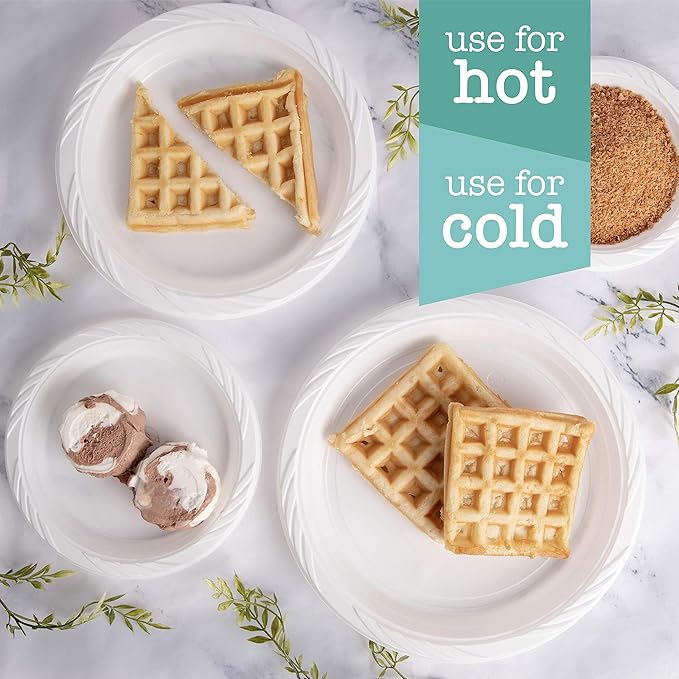 PLASTICPRO 100 Count Disposable 10 Inch White Plastic Dinner Plates Extra Large