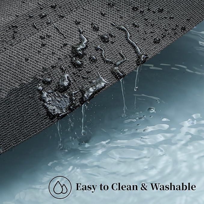 Leetaltree Black Frame Placemats Set of 8 - Heat Resistant Non-Slip Place mats for Dining Table, Washable Durable PVC Vinyl Woven Table Mats（Black Frame, 8）