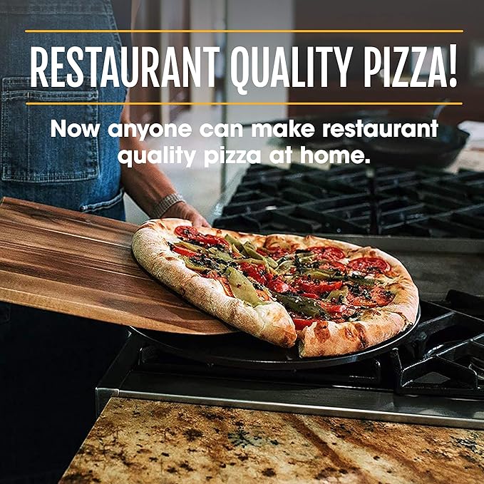 Heritage 15" Ceramic Pizza Stone Set - Non-Stick, Stain-Free with Bonus Cutter - Black