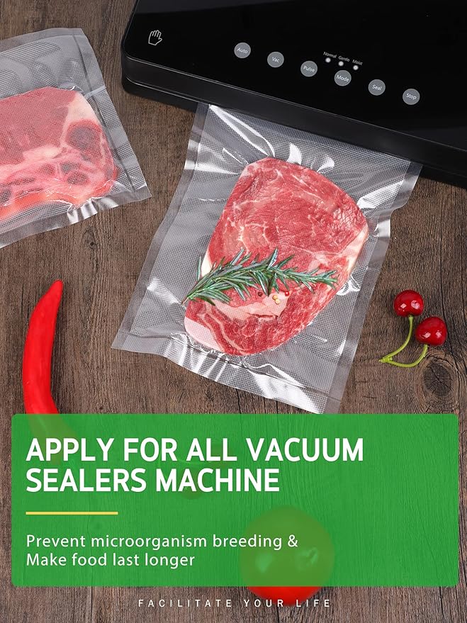 Syntus Vacuum Sealer Bags, 8 Pack 4 Rolls 11" x 20' and 4 Rolls 8" x 20' Commercial Grade BPA Free Bag Rolls, Food Vac Bags for Storage, Meal Prep or Sous Vide