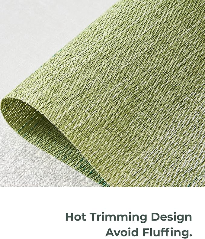 Leetaltree Gradient Green Woven Placemats Set of 4 - Heat Resistant Non-Slip Place mats for Dining Table, Washable Durable PVC Vinyl Woven Table Mats(Gradient Green, 4)