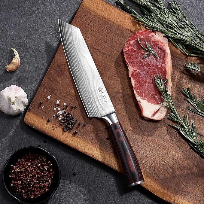 PAUDIN Kiritsuke Chef Knife, 8 Inch Japanese Kitchen Knives, 5Cr15MoV High Carbon Stainless Steel, Pakkawood Handle, with Protective Sheath & Gift Box